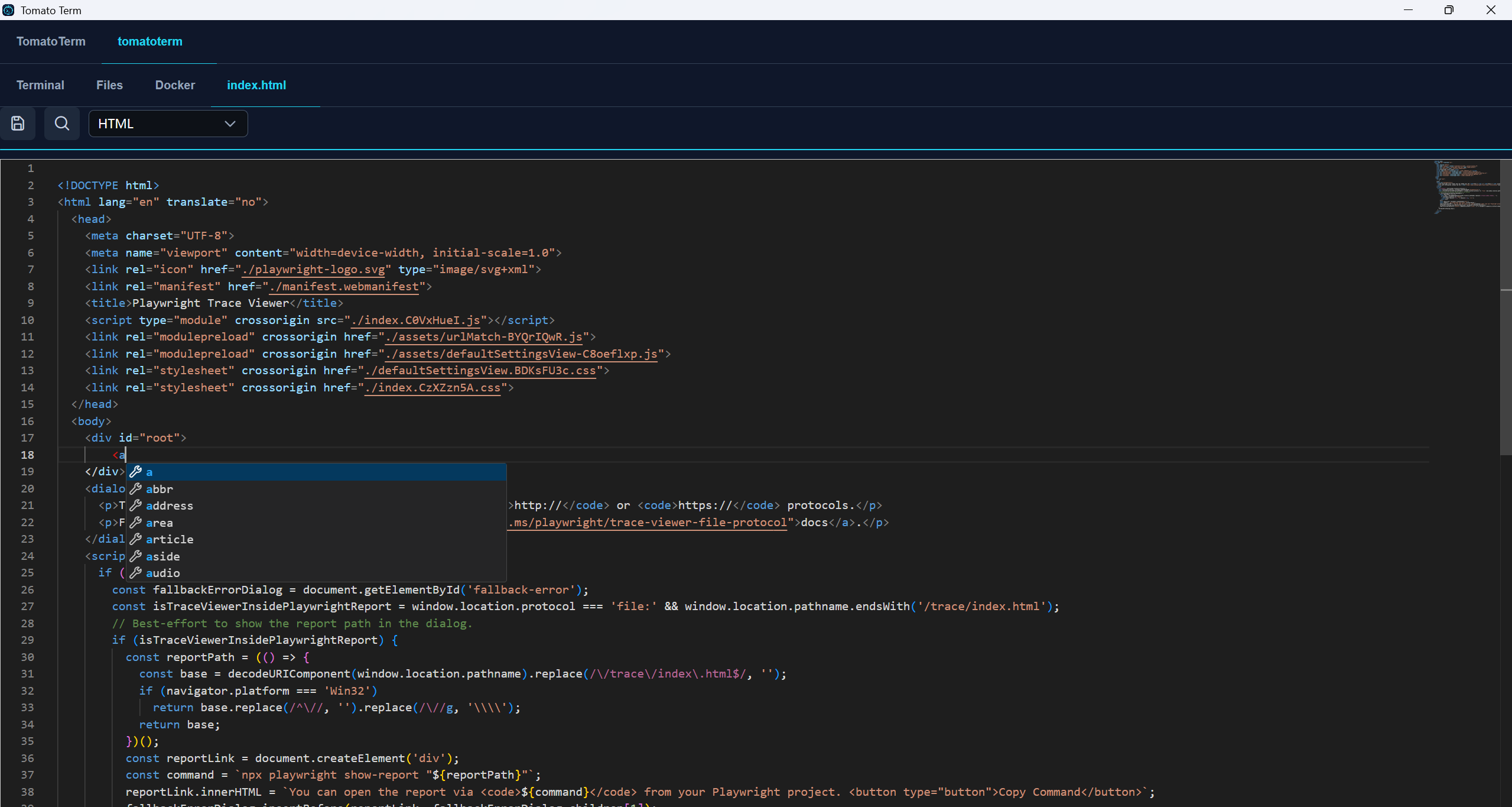 Online file editor screenshot